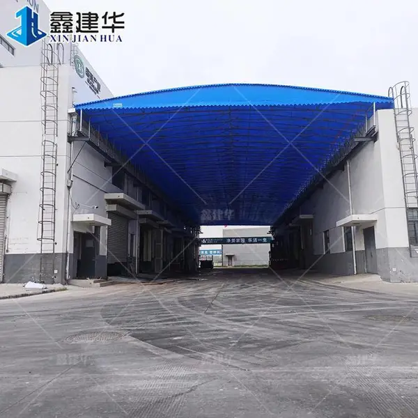 大型工厂通道电动伸缩雨棚 防雨推拉棚一键启动