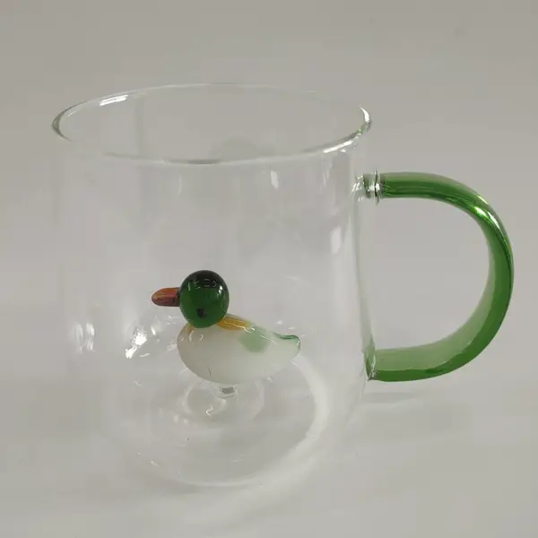 河间华企高硼硅玻璃水杯工艺小水杯可爱卡通透明杯网红创意杯子