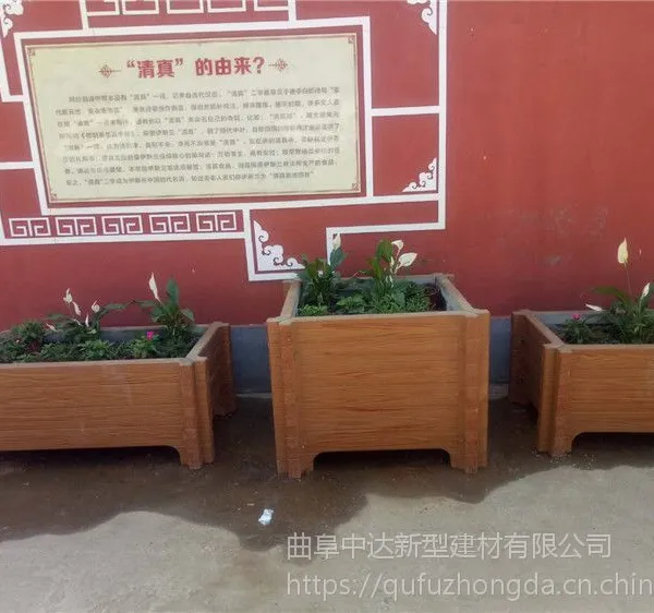 绿色环保混凝仿木花箱花桶,移动组合式花箱花桶