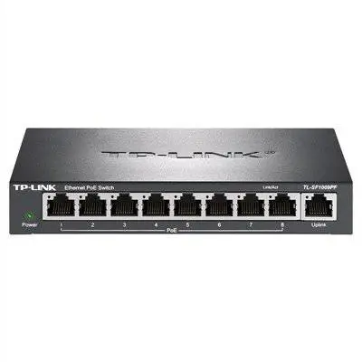 TP-LINK TL-SF1009PF百兆8口POE交换机300米监控延长供电器分线器
