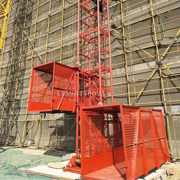 建筑施工升降机基础安装图 SS1T/1T建筑升降机 单柱二吊笼承重2吨