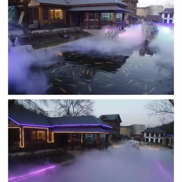云雾缭绕人造雾效果 景区喷雾造景机 家用庭院景观雾化器