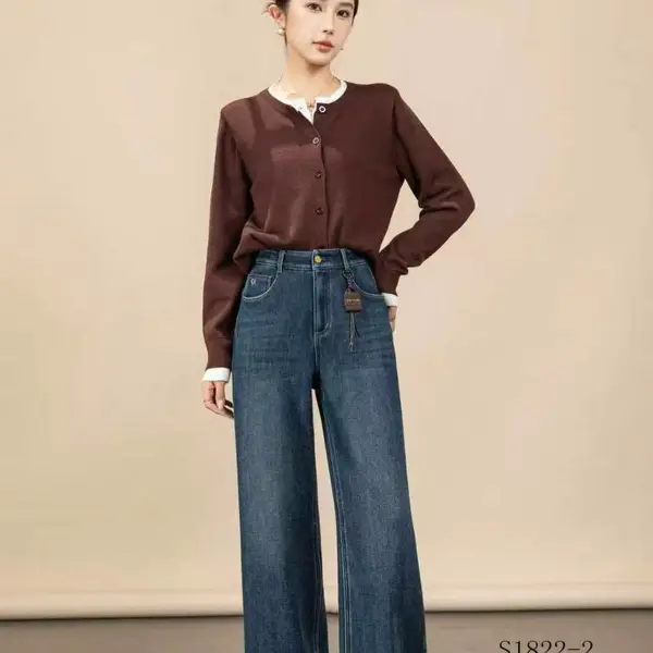 莎飞加厚毛呢阔腿裤秋冬垂顺不打皱通勤百搭高腰休闲女裤