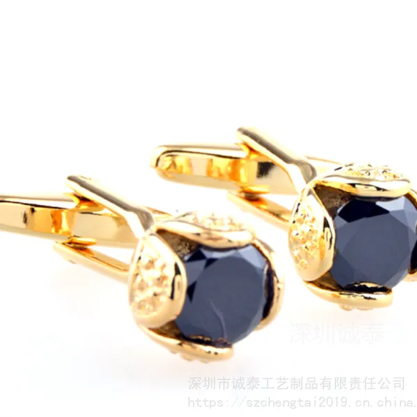 深圳锆石袖扣,花朵袖扣制作,镀金水钻袖口
