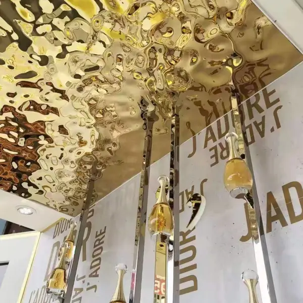 深圳福田酒店304不锈钢水波纹压花板 KTV酒店吊顶镜面水波纹不锈钢板加工定制