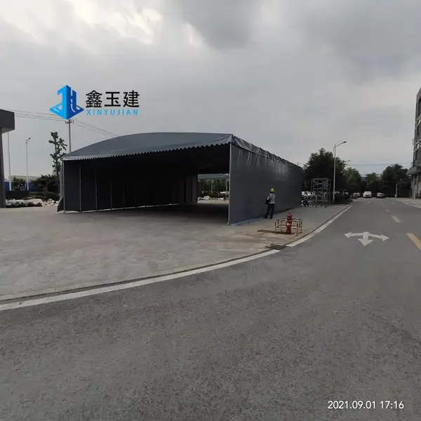 供应推拉雨棚 活动帐篷 刀刮布仓储雨蓬 设计出图