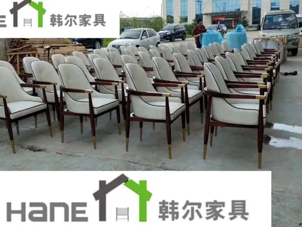 上海***餐厅软包扶手椅 接待实木椅订做 韩尔简约现代品牌