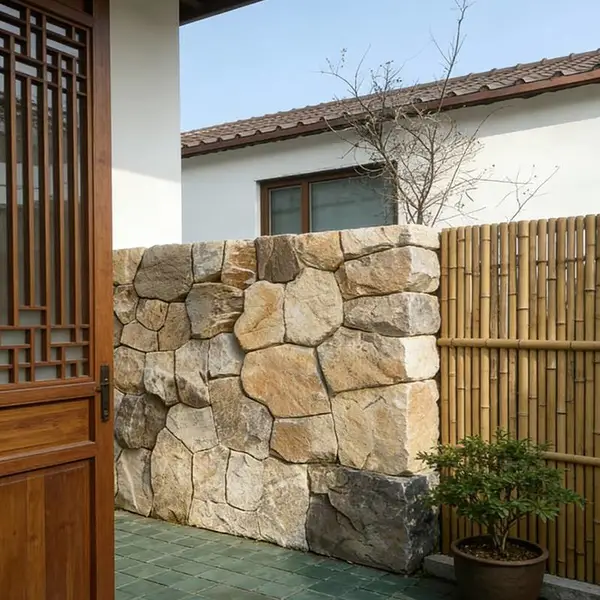 屋顶花园柏坡黄石材景观挡墙别墅造景园林工程供货