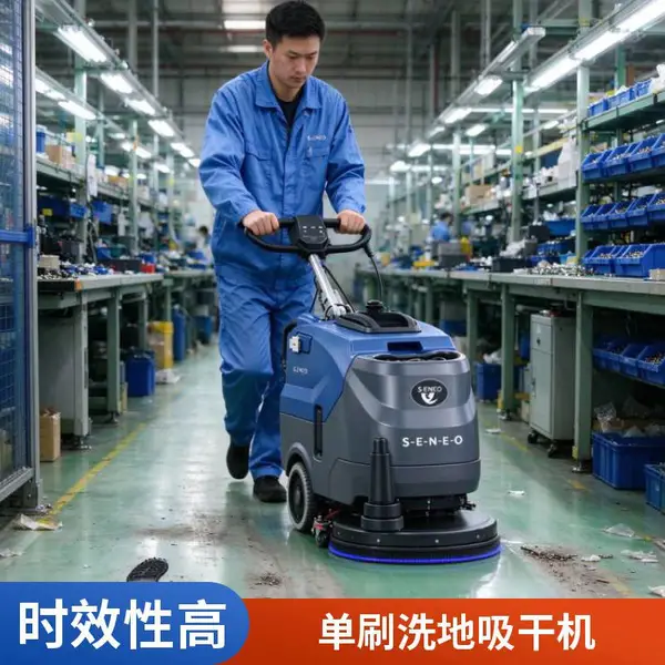 大犀手推式洗地机 商超学校食品车间 商用电动洗地吸干机 地面清洗车