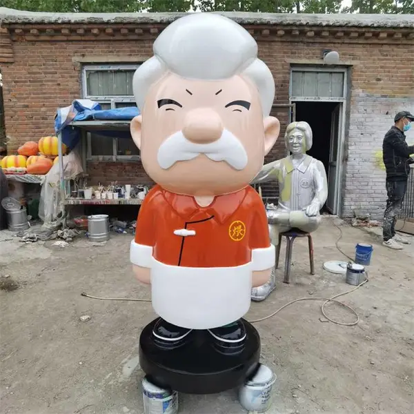 卡通迎宾人物雕塑 饭店门口玻璃钢公仔模型景观摆件