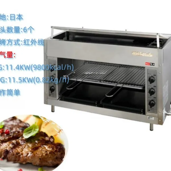 日本RINNAI林内RGP-46A-CH 6管顶火烧烤炉 商用燃气烧烤炉