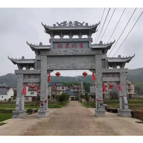 山东石牌楼厂家 景区石头大门定制 花岗岩材质 耐久防腐