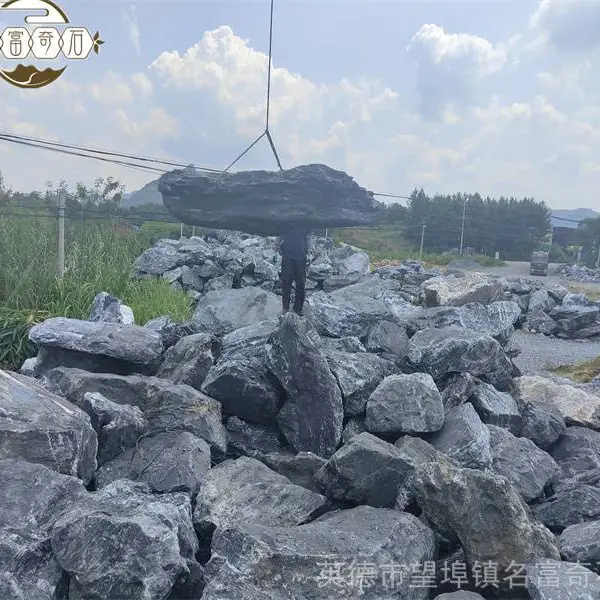 深圳黑山石原石园林造景石房地产小区别墅置景石假山石