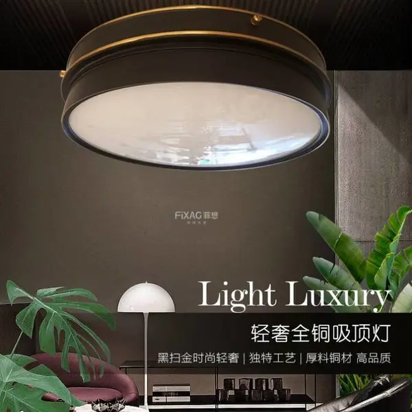 樊灯X10别墅客厅卧室灯铜云石欧式吸顶灯简约大气天然石头灯