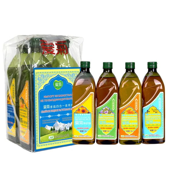 爱菊哈萨克斯坦四合一食用调和油1.25L*4 亚麻籽油 红花籽油 5升