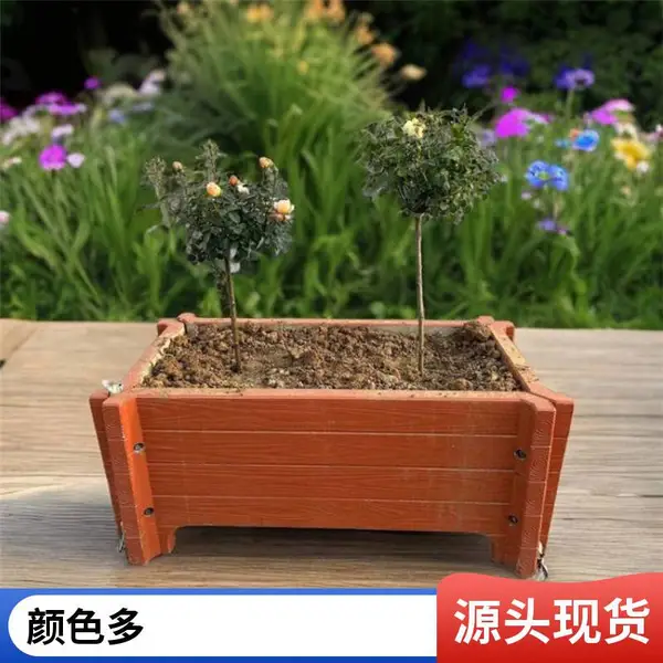 水泥仿木园艺花盆 小区道路组合式花箱 户外美化装饰用 耐腐不开裂