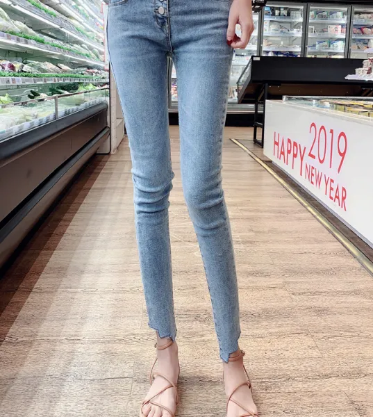 河北女装批发夏季韩版裤子休闲女士牛仔裤***热销修身打底裤十元铅笔裤学生