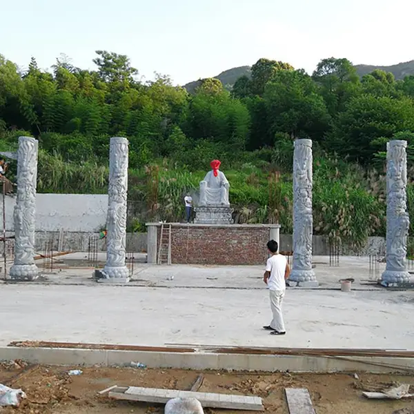 文化柱厂家批发 青石浮雕文化柱 小区入口景观柱定制