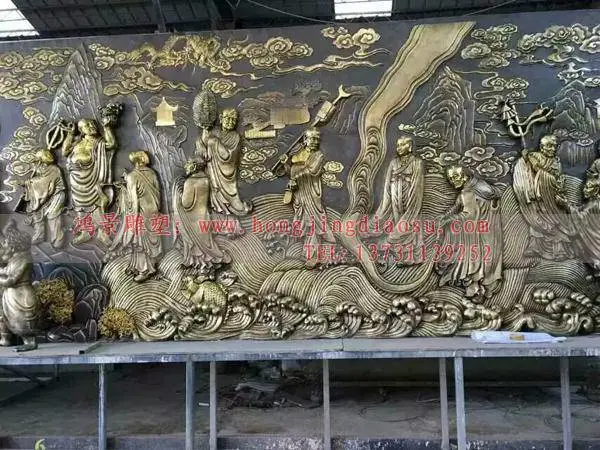 hj锻铜人物浮雕文化墙 纯手工锻造铜浮雕壁画