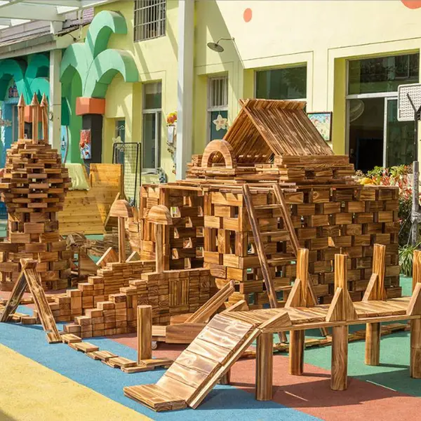 儿童大号建构区搭建炭烧积木幼儿园加厚实木室外碳化积木玩具