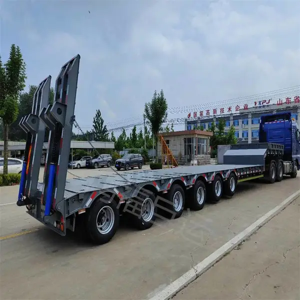 大件运输 低平板半挂车 多线轴半挂车 液压动力转向车桥提升专用半挂车
