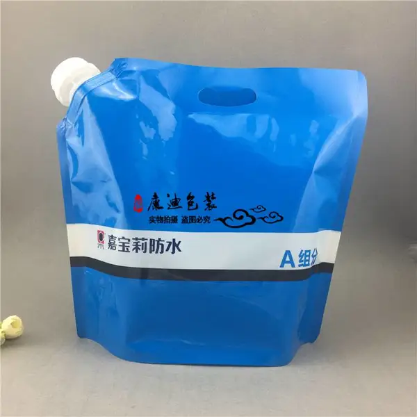 东莞防水漆包装袋 5升大口径水性油漆乳胶自立带嘴手提袋 坚固不破