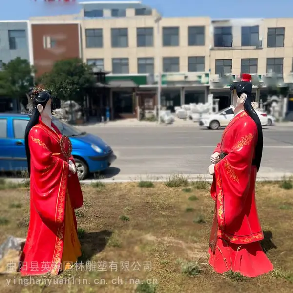 玻璃钢空脸雕塑 露脸拍照无脸模型道具换脸汉服古装人物户外景观