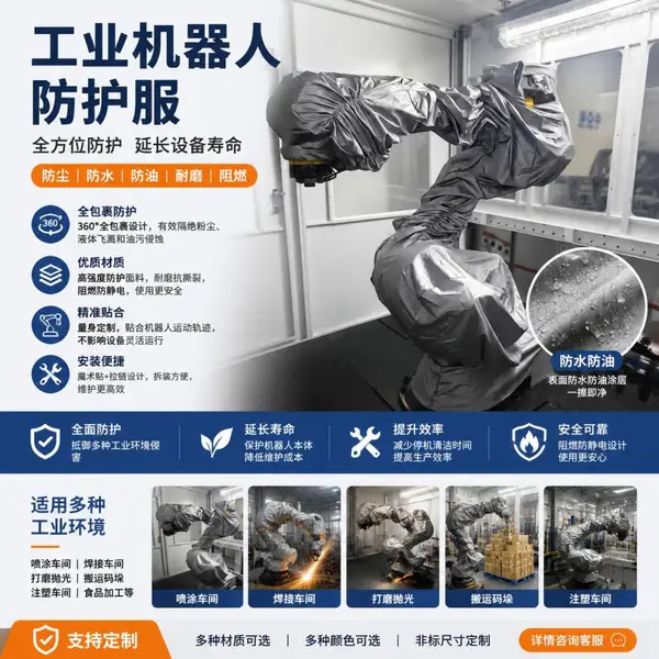 库卡安川发那科ABB工业机器人防护服防尘防水防油耐高温阻燃焊接喷涂搬运机械臂定制厂家