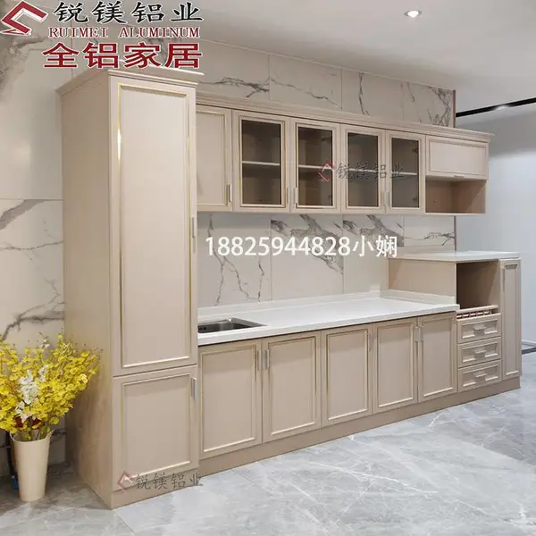 特价直销铝合金整体橱柜全铝橱柜柜体全铝合金家具木纹转印定制门板