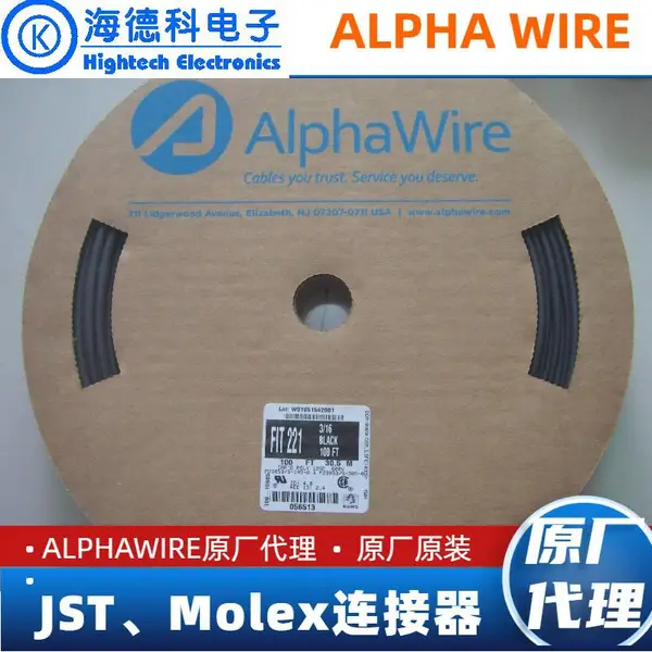 Alpha Wire ��ϩ�������� 76.2mmֱ�� ��ɫ2:1������ FIT-221-3IN BK005