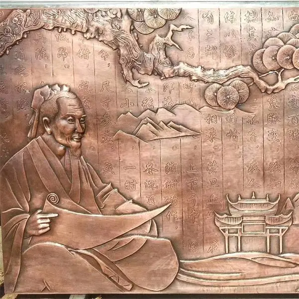 中医文化铜浮雕定制 锻铜名医人物浮雕文化墙景观摆件