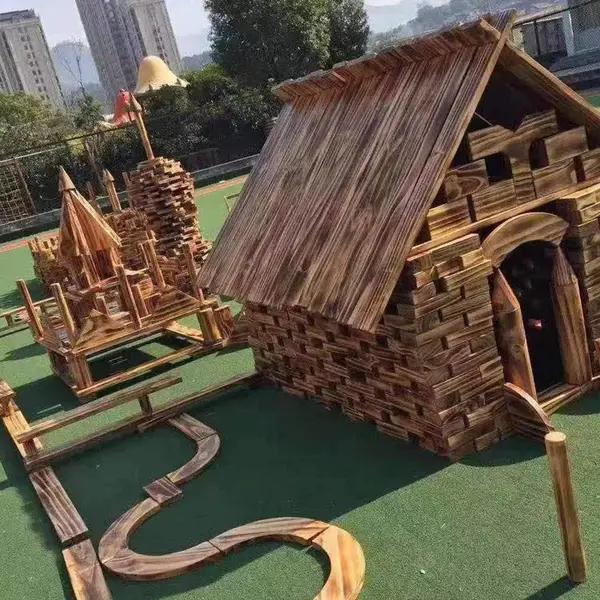 大型户外超大块打孔碳化积木幼儿园儿童炭烧建构区搭建拼插玩具