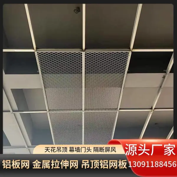 电影院吊顶铝网格装饰网 工装门店门头金属网 白色菱形弧形吊顶网