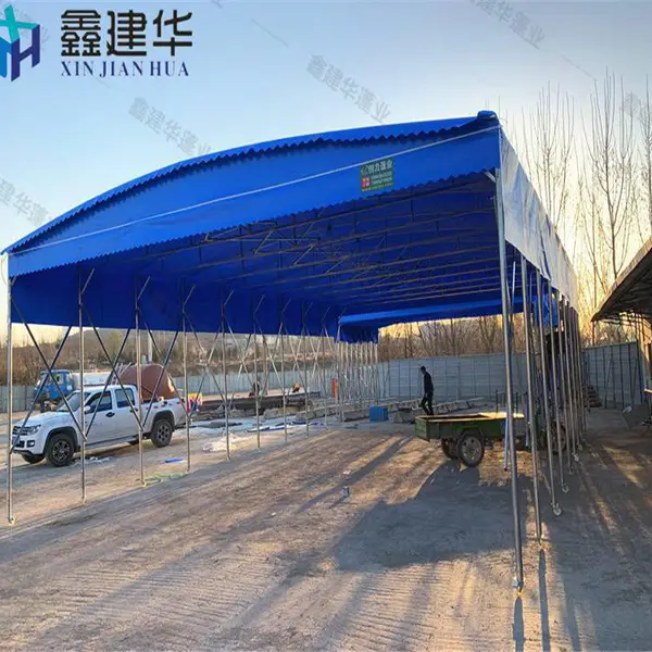 海盐活动推拉雨棚配件,布户外遮阳篷图片,物流园仓库伸缩性帐篷