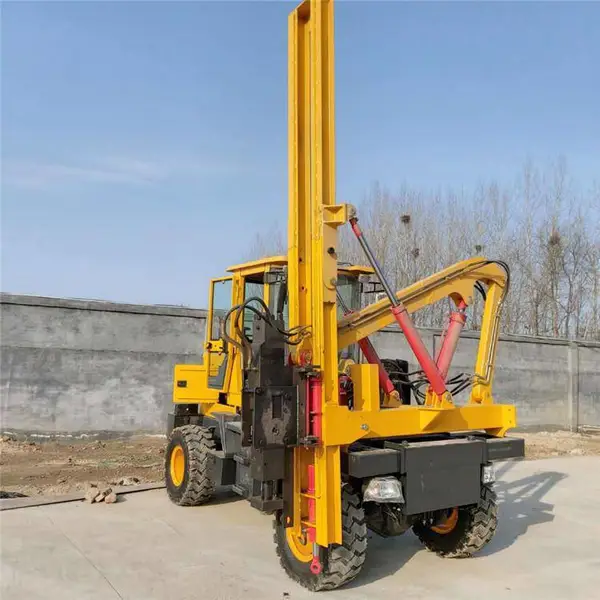 中旺 公路护栏立杆打桩机 护栏打桩钻孔一体机 液压打桩机器