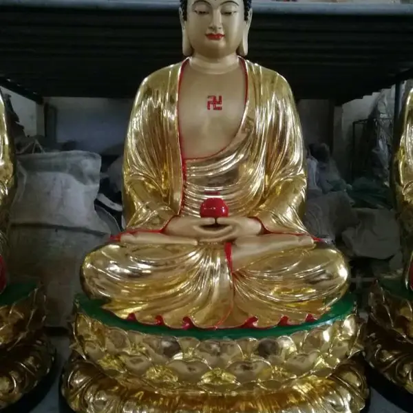 直销彩绘三宝佛像 玻璃钢三宝佛像 大型三世佛像定做