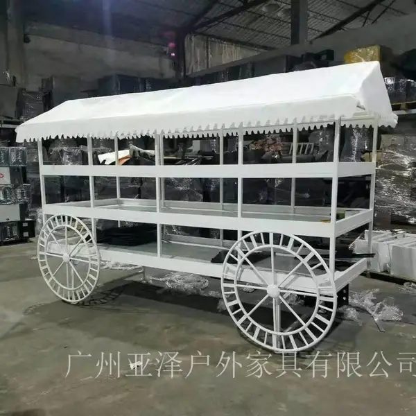 步行街广场小吃售卖亭定制 成品岗亭定制 实木小推车 甘肃白银