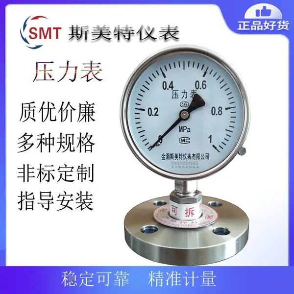 斯美特全不锈钢隔膜压力表 YTNP100H 0-2.5MPa 316L 径向 150LB 1-1/2