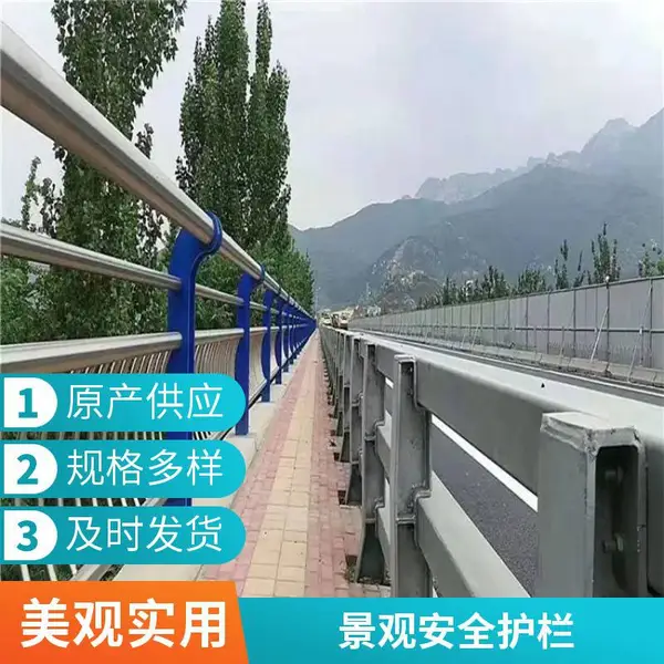 碳钢桥梁两侧防撞防护栏厂家 河道人行道灯光景观护栏加工