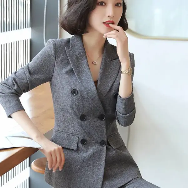 ***毛料女士西装商务装高端订制 临沂羊毛西服订做 文员装加工定做
