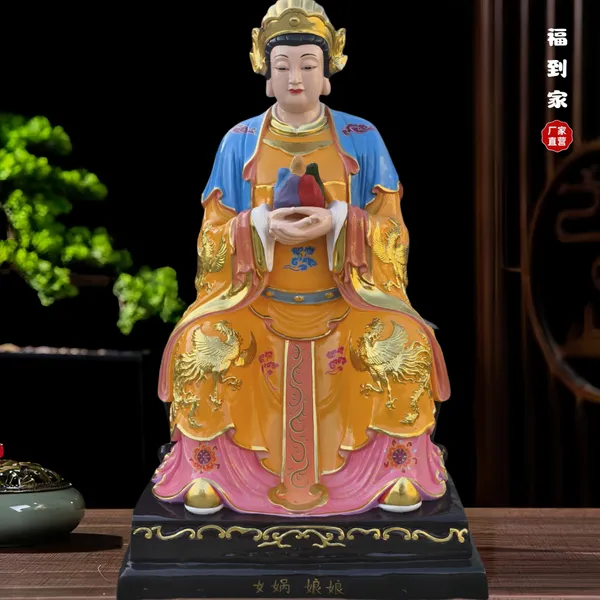 2.6米女娲氏神像制作 创世女神娲皇娘娘人类始祖三皇人物树脂雕塑