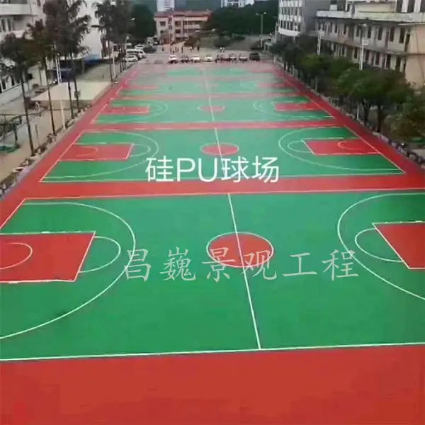 硅PU地坪 篮球场 排球场网球场 游乐场运动场所 山东青岛昌巍专业施工
