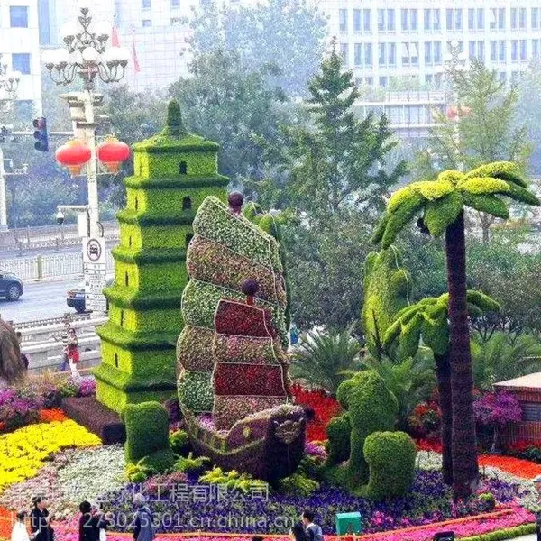 广场花坛大型景观雕塑仿真植物墙绿雕城门建筑仿真草皮雕件节日摆件