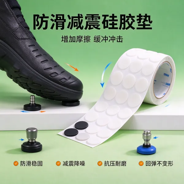 耐高温硅胶防滑垫片 圆形防震脚垫 自粘磨砂工艺 笔记本平板电脑辅料