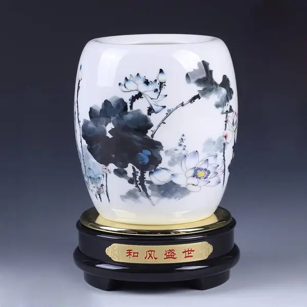 陶瓷旋转笔筒办公文具桌面收纳送领导毕业礼品送老师瓷器可定制