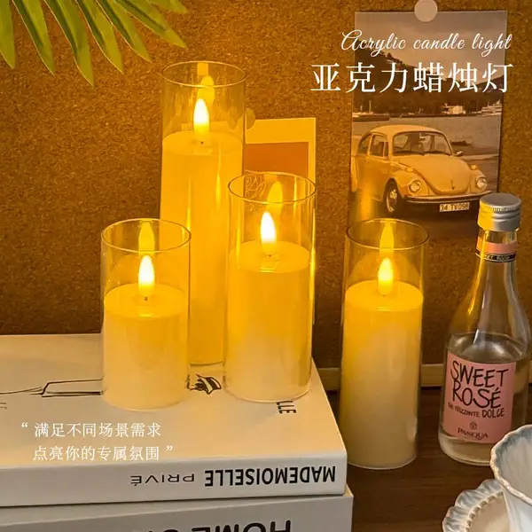 led电子蜡烛婚礼婚庆烛光音乐会剧本杀道具圣诞节庆仿真蜡烛批发