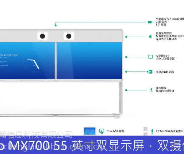 思科MX700 55寸双屏双摄像机视频系统是一款专门为会议空间打造进行高级别的协作体验