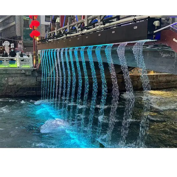 水景制作安装LED拉线水帘 桥梁流水瀑布灯光