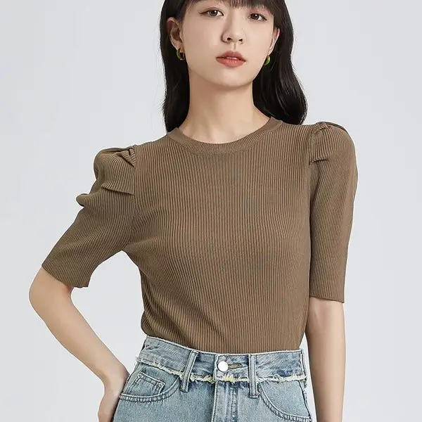 宝格丽绵羊毛毛衣早秋针织打底上衣 设计感小衫女士羊绒衫 品牌折扣女装