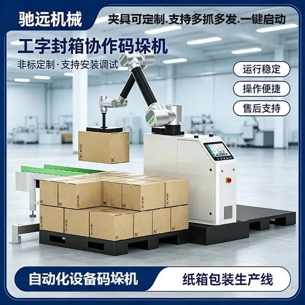 驰远机械移动式全自动码垛机 食品塑料纸箱码垛机 机械臂码垛机器